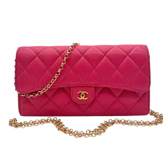 CHANEL Pink Caviar Leather Classic Flap Gusseted Wallet Chanel
