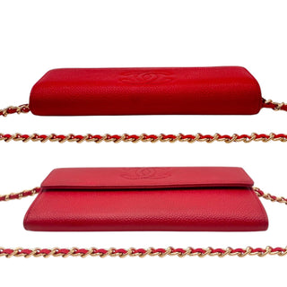 CHANEL Red Caviar Timeless Long Flap Wallet Chanel