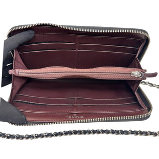 CHANEL Black Caviar Quilted SHW Zip Wallet Chanel