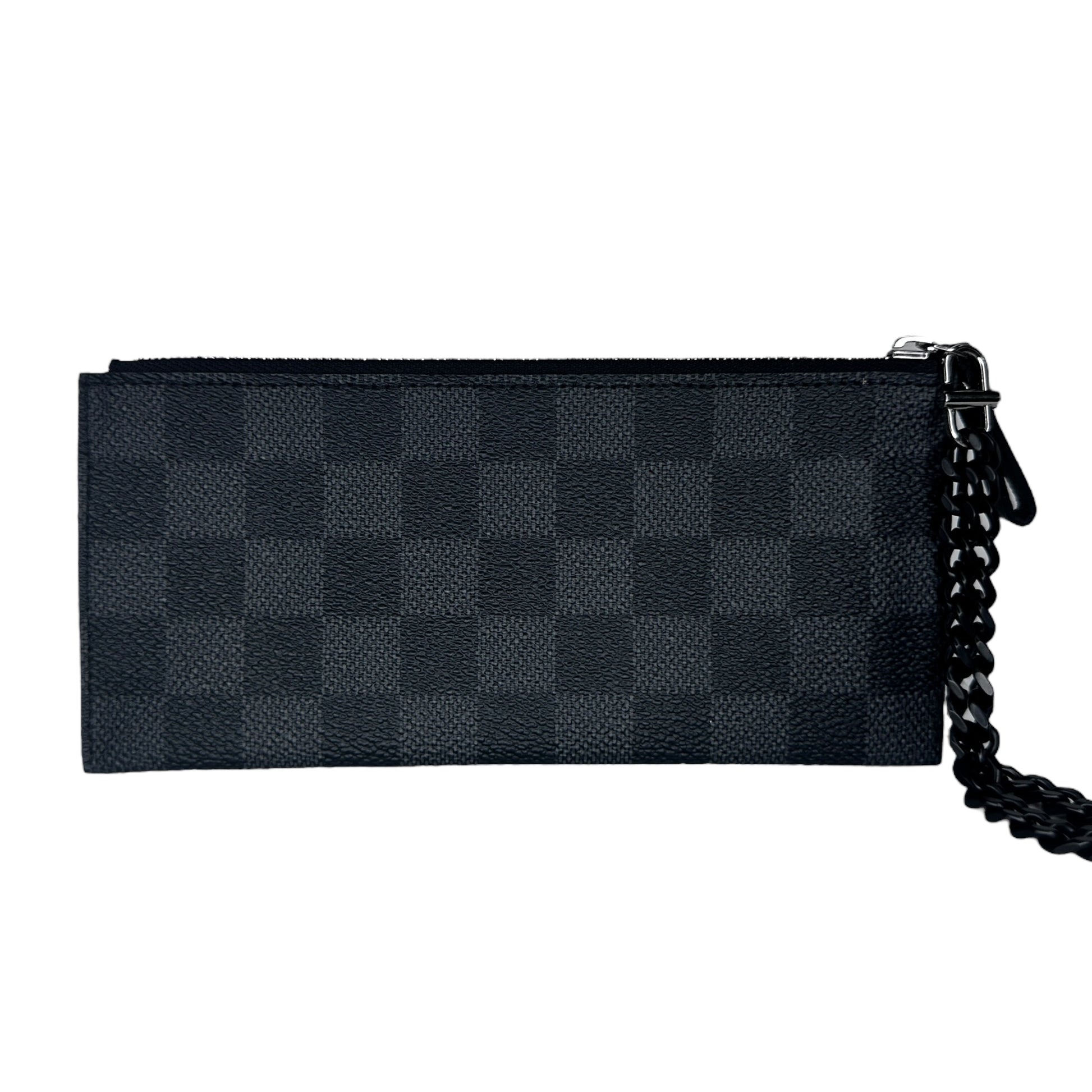 LOUIS VUITTON Damier Graphite Zip Pouch with Wrist Chain Louis Vuitton