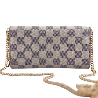 LOUIS VUITTON Damier Azur Sarah Wallet with Chain Louis Vuitton