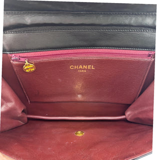 CHANEL Black Lambskin Classic Single Flap Chain Bag Chanel