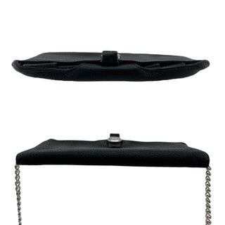 HERMES Black Clemence Dogon Wallet with Unbranded Silver Chain Hermes