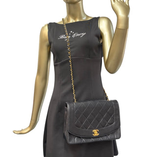 CHANEL Black Lambskin Medium Diana Single Flap Bag Chanel