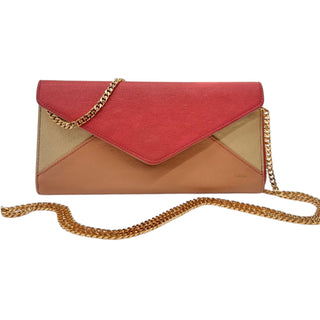 CHLOE Tri-Color Leather Envelope Wallet with Chain Chloe