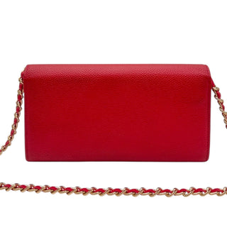 CHANEL Red Caviar Timeless Long Flap Wallet Chanel