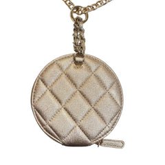 CHANEL Metallic Lambskin Timeless Round Zip Pouch with added Chain Belt Chanel