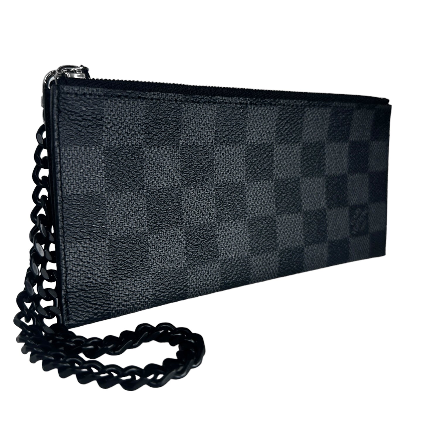 LOUIS VUITTON Damier Graphite Zip Pouch with Wrist Chain Louis Vuitton