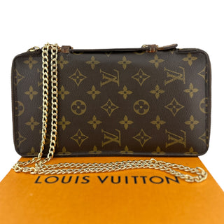 LOUIS VUITTTON Monogram Eclipse XL Top Handle Zip Organizer with added Rings and Crossbody Chain Louis Vuitton