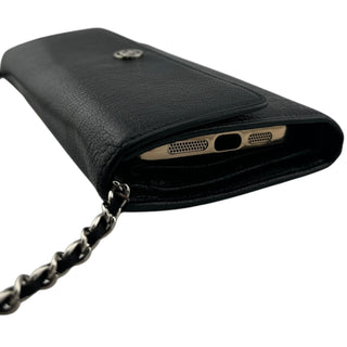 CHANEL Black Calfskin Trifold Wallet CHANEL