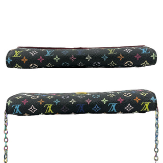 LOUIS VUITTON Black Multicolor Monogram Sarah Wallet with added Chain Louis Vuitton