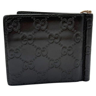 GUCCI Black Leather Guccisima Bifold Wallet/Money Clip Gucci