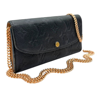 LOUIS VUITTON Black Monogram Empreinte Sarah Wallet with added Chain Louis Vuitton