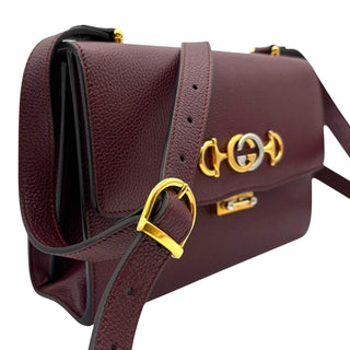 GUCCI Burgundy Leather Zumi Crossbody Bag Gucci