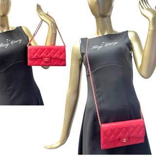 CHANEL Pink Caviar Leather Classic Flap Gusseted Wallet Chanel