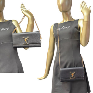 LOUIS VUITTON Black Taurillon Capucines Leather Wallet Louis Vuitton