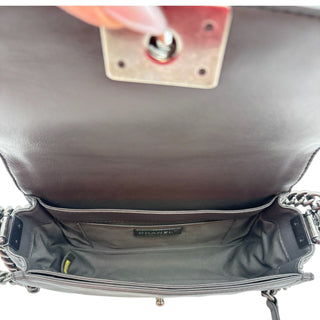 CHANEL Grey Leather Medium Reverso Boy Bag Chanel