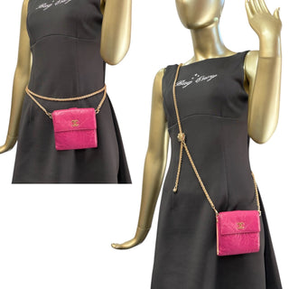 CHANEL Pink Lambskin Camellia Compact Wallet Chanel