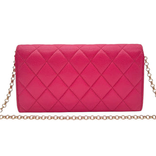 CHANEL Pink Caviar Leather Classic Flap Gusseted Wallet Chanel