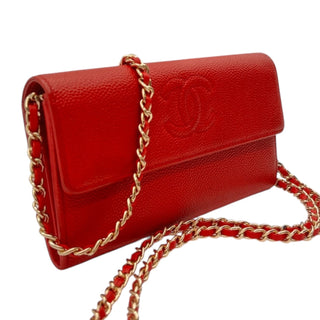 CHANEL Red Caviar Timeless Long Flap Wallet Chanel