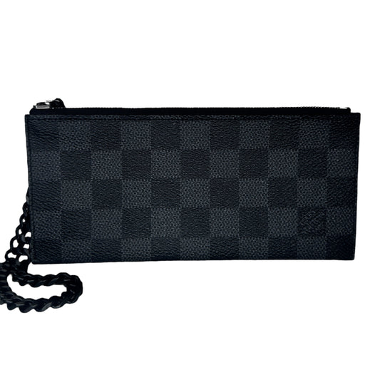 LOUIS VUITTON Damier Graphite Zip Pouch with Wrist Chain Louis Vuitton