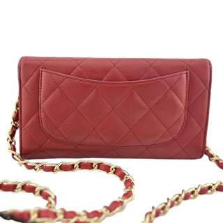 CHANEL Red Lambskin Classic Flap Wallet Chanel