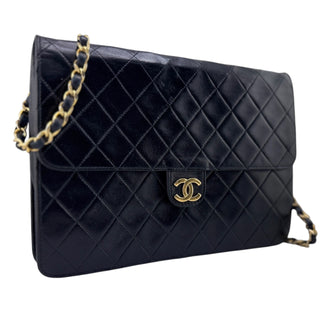 CHANEL Black Lambskin Classic Single Flap Chain Bag Chanel