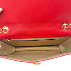 CHANEL Red Lambskin Golden Class Flap Chain Bag Chanel