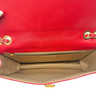 CHANEL Red Lambskin Golden Class Flap Chain Bag Chanel