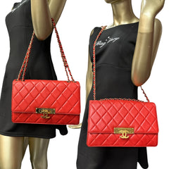 CHANEL Red Lambskin Golden Class Flap Chain Bag Chanel