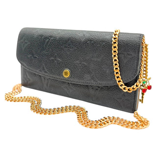 LOUIS VUITTON Black Monogram Empreinte Sarah Wallet with added Chain Louis Vuitton