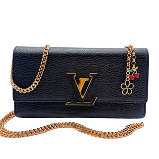 LOUIS VUITTON Black Taurillon Capucines Leather Wallet Louis Vuitton