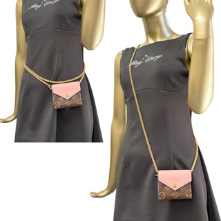 LOUIS VUITTON Monogram Zoe Compact Wallet with Added Adjustable Chain Louis Vuitton