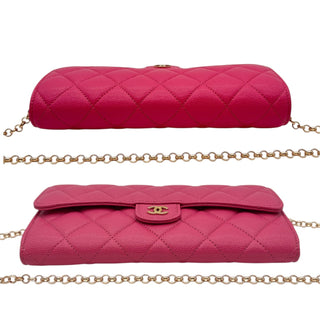 CHANEL Pink Caviar Leather Classic Flap Gusseted Wallet Chanel
