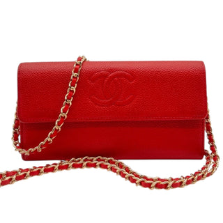 CHANEL Red Caviar Timeless Long Flap Wallet Chanel