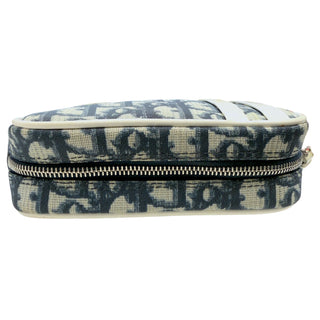 CHRISTIAN DIOR #2 Blue Coated Canvas Mini Trotter Pouch Wristlet Dior