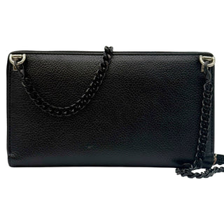 BALENCIAGA Black Leather Zip Wallet with added Chain Balenciaga