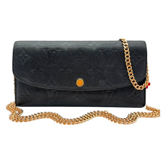 LOUIS VUITTON Black Monogram Empreinte Sarah Wallet with added Chain Louis Vuitton