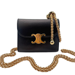 CELINE Triomphe Compact Trifold Wallet with Adjustable Chain Celine