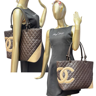 CHANEL Brown Lambskin Cambon Tote Chanel