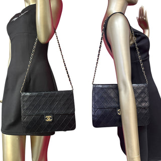 CHANEL Black Lambskin Classic Single Flap Chain Bag Chanel