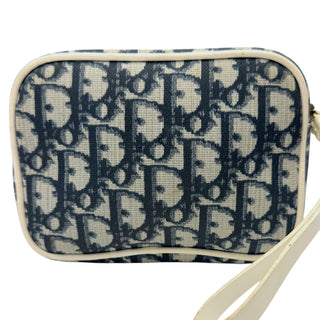 CHRISTIAN DIOR #2 Blue Coated Canvas Mini Trotter Pouch Wristlet Dior