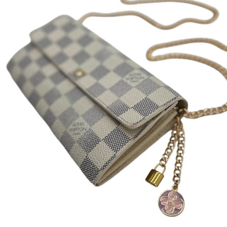 LOUIS VUITTON Damier Azur Sarah Wallet with Chain Louis Vuitton