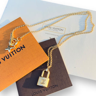 Repurposed LOUIS VUITTON Gold Lock Charm Necklace Louis Vuitton