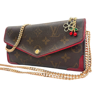 LOUIS VUITTON Red Monogram Retro Sarah Wallet with added Gold Chain Louis Vuitton