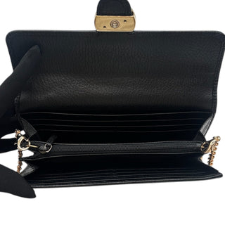 GUCCI Black Leather Interlocking GG Logo Wallet with Chain Gucci