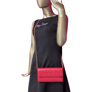 CHANEL Red Caviar Timeless Long Flap Wallet Chanel