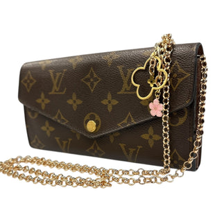 LOUIS VUITTON Monogram Sarah Wallet with added Gold Crossbody Chain/Charm Louis Vuitton