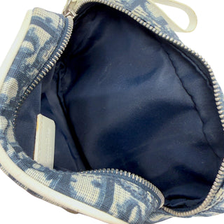 CHRISTIAN DIOR #2 Blue Coated Canvas Mini Trotter Pouch Wristlet Dior