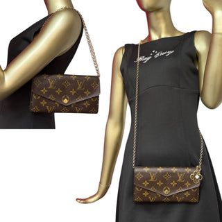 LOUIS VUITTON Monogram Sarah Wallet with added Crossbody Chain/Charm Louis Vuitton